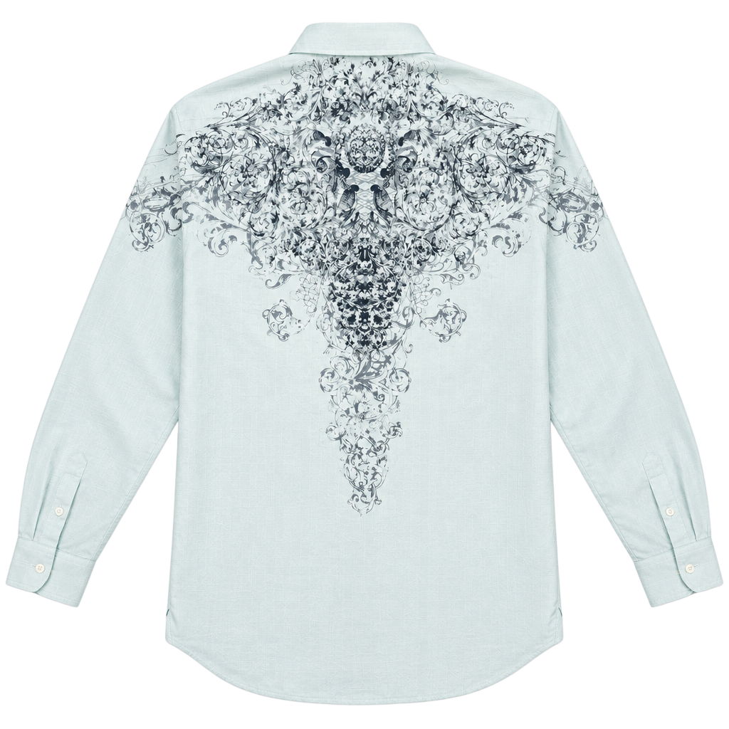 7 Diamonds Y2K Long Sleeve Button Down Shirt Size XL Light Blue Black 1