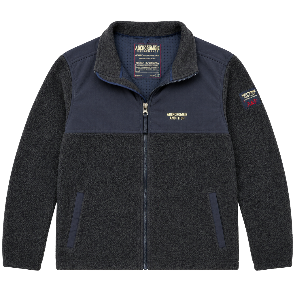 Essential Vintage Abercrombie & Fitch Fleece Jacket Size XL Navy Blue Full Zip 1
