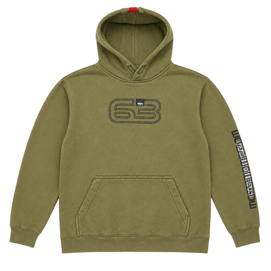 Mossimo Forest Green Y2K Hoodie Size M 63 Graphic Pullover Sweatshirt 1