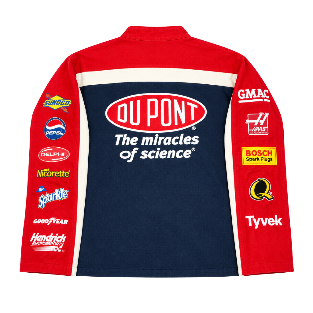 Vintage Wilsons Leather Suede Chase Authentics DuPont Racing Jacket size XL 1