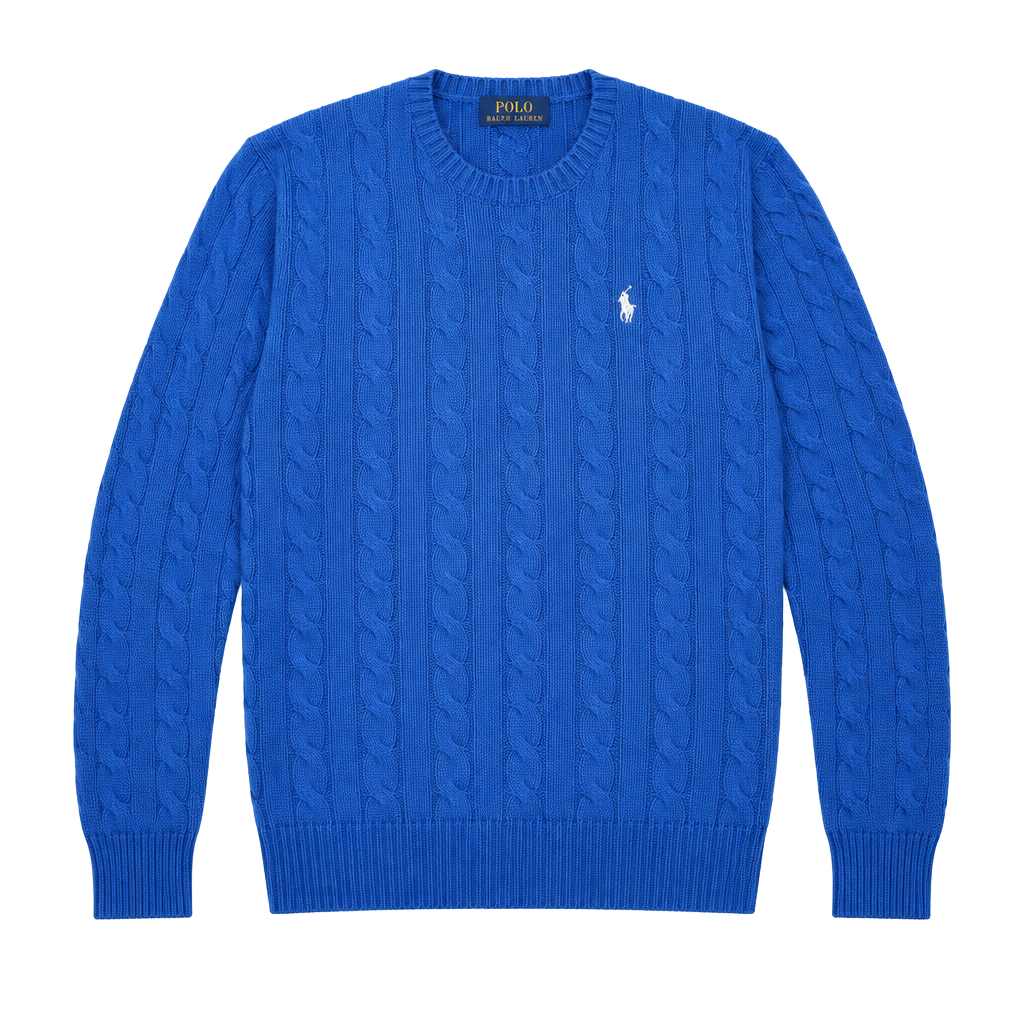 Ds Polo Ralph Lauren Blue Cable Knit Crewneck Sweater Size M 1