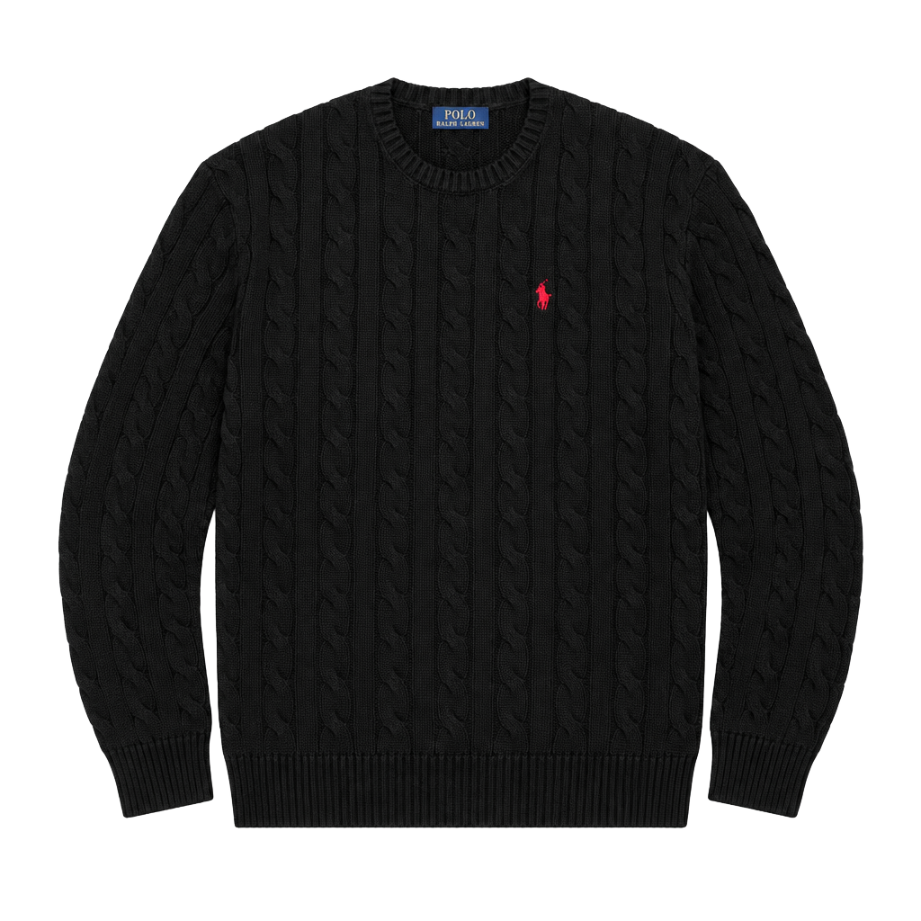 Polo Ralph Lauren Cable Knit Sweater Size L Black 1