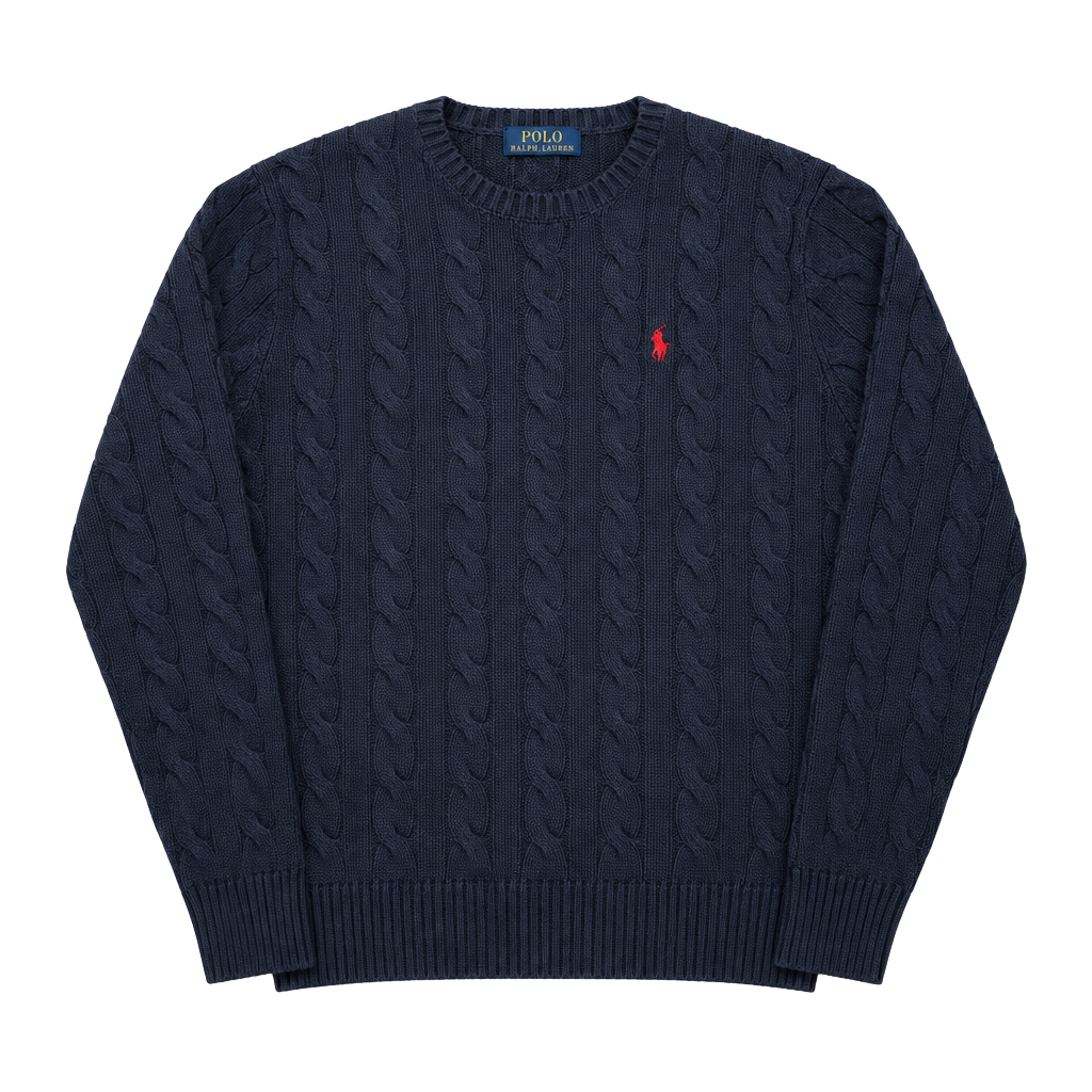 Polo Ralph Lauren Cable-Knit Sweater Size M Navy Blue 1
