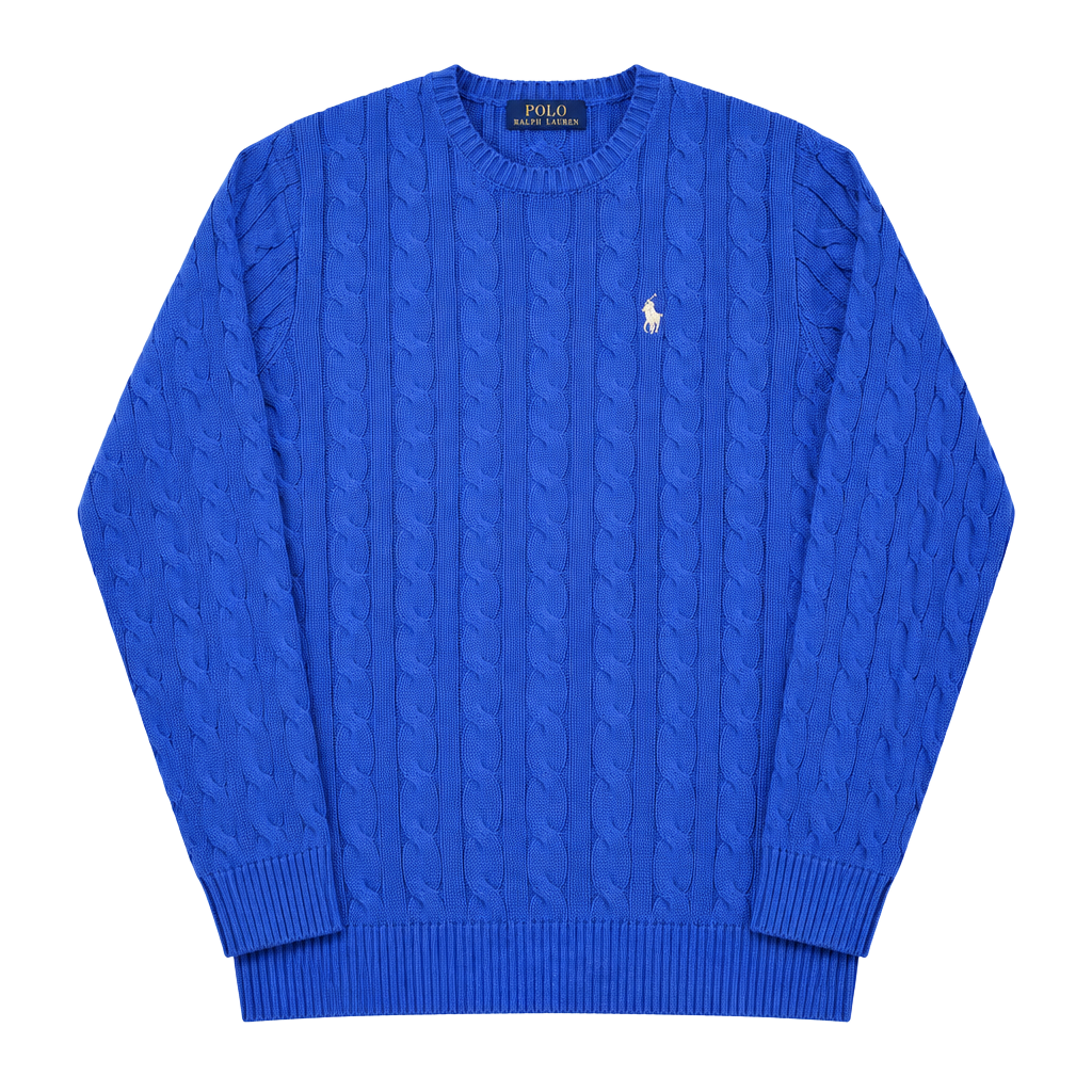 Polo Ralph Lauren Cable Knit Crewneck Sweater Size M Blue 1