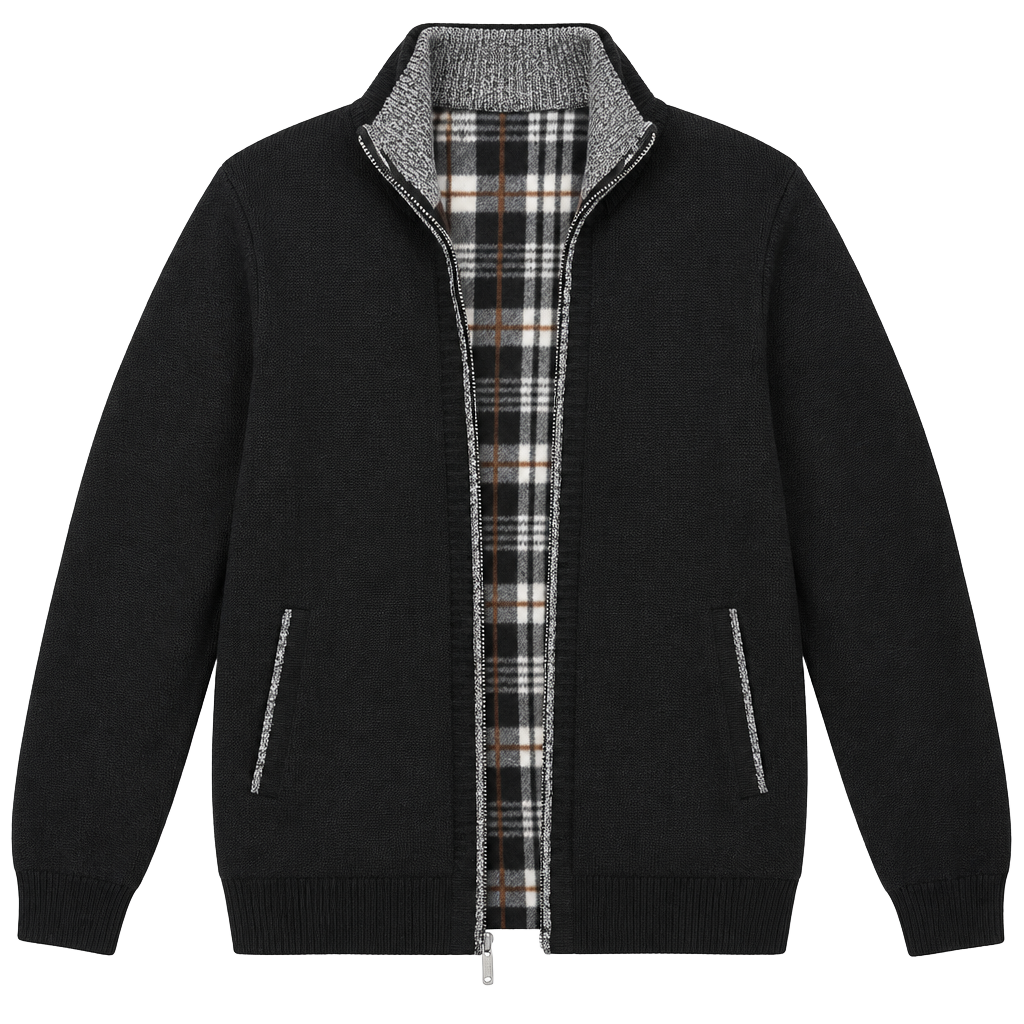 Men’s XL 38% Cashmere Wool Blend Black Full Zip Sweater Jacket 1
