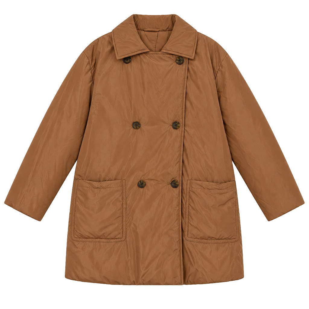 Future Collective Reese Blutstein Double Breasted Puffer Coat Size XL Brown 1