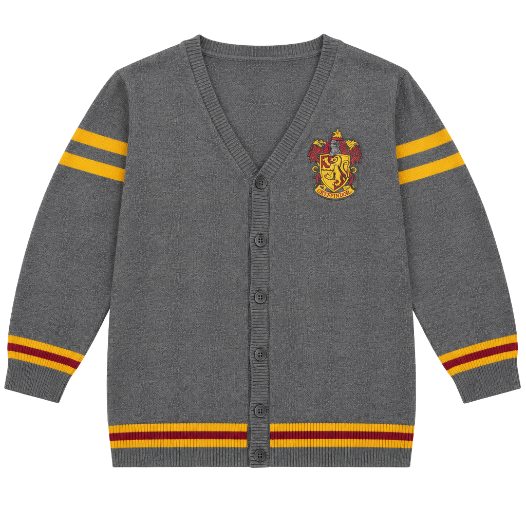 Harry Potter Gryffindor Cardigan Size L Gray Sweater 1