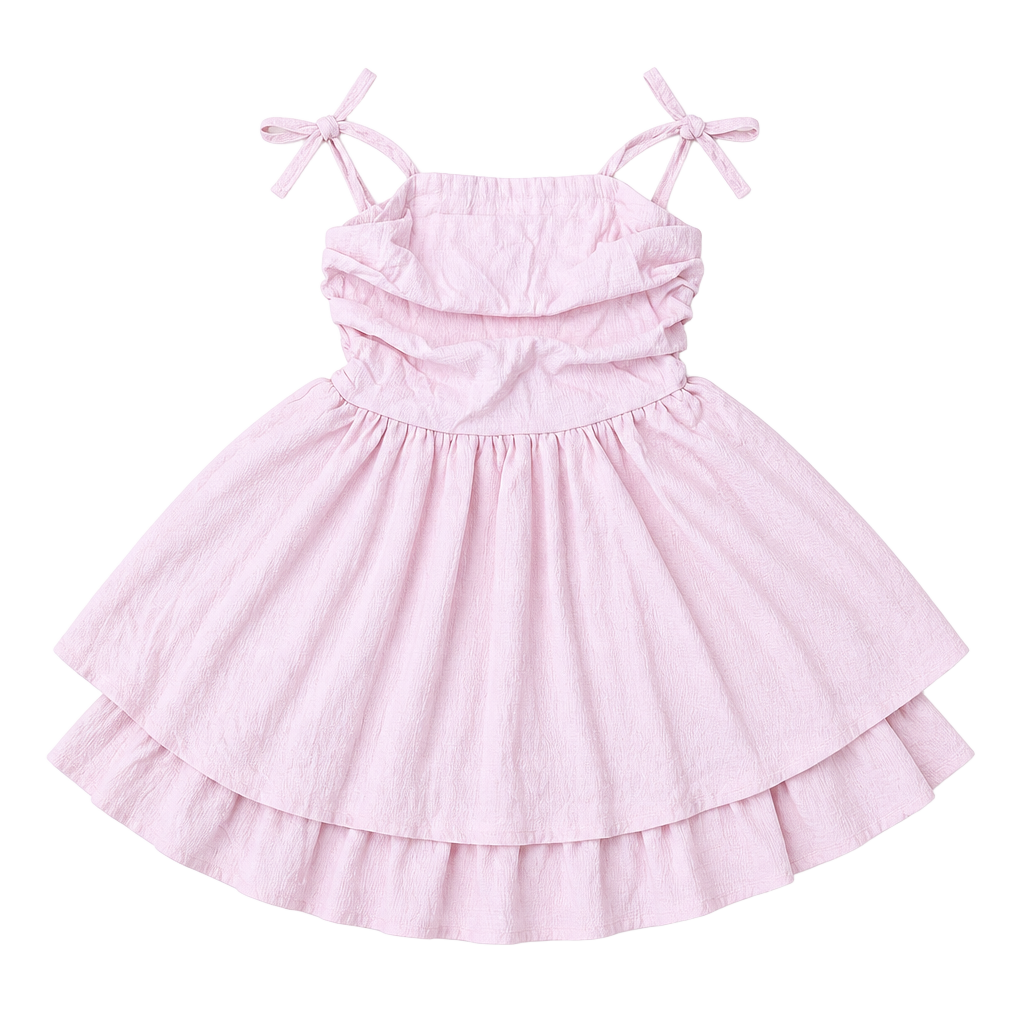 SHEIN Pink Woven Solid Color Ruffled Layered Casual Slip Dress 1