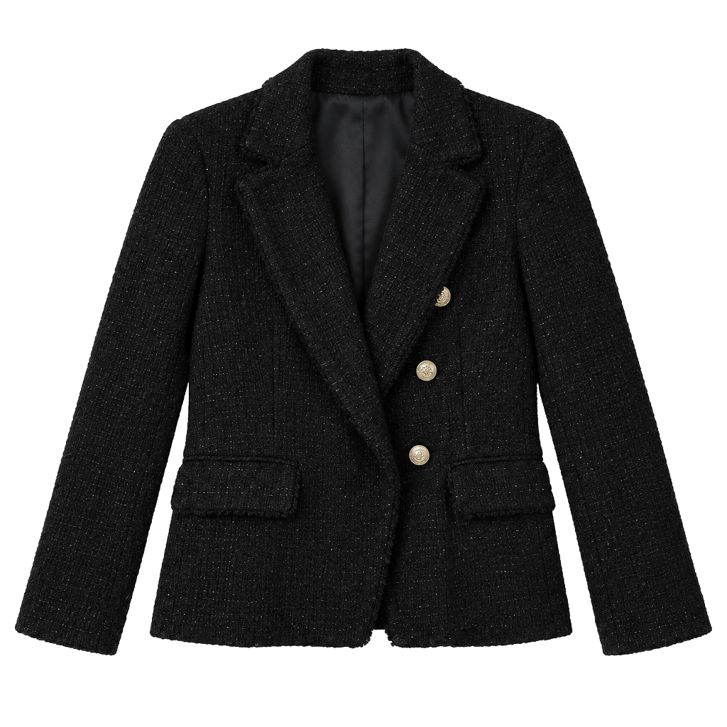 Generation Love Tweed Blazer Size M Black Gold Buttons 1