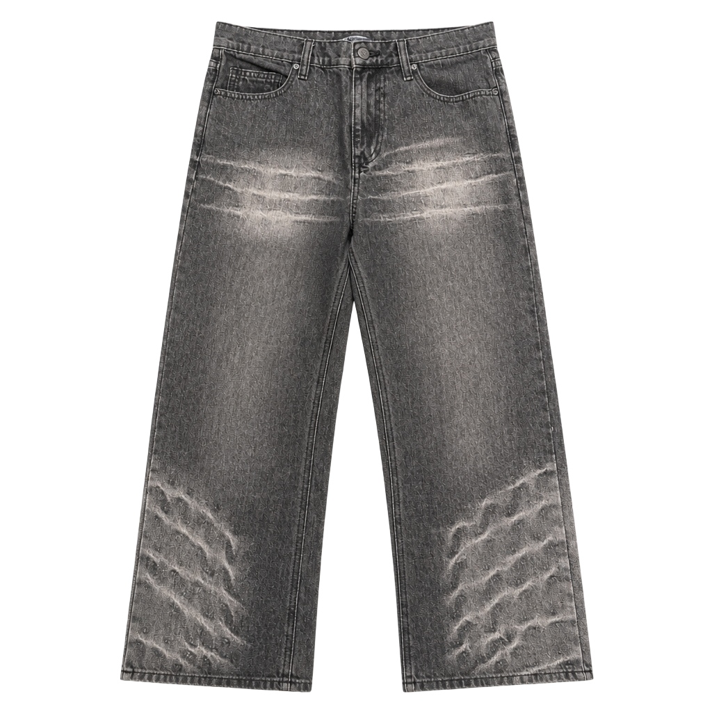 Hot Topic Black Vintage Wash Cyber Sigil Straight Leg Jeans 1