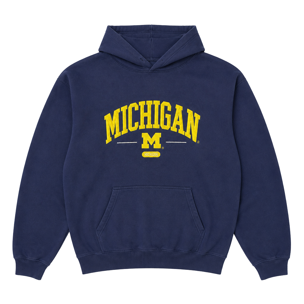 J. America Michigan Wolverines Hoodie Size XL Navy Blue Embroidered 1