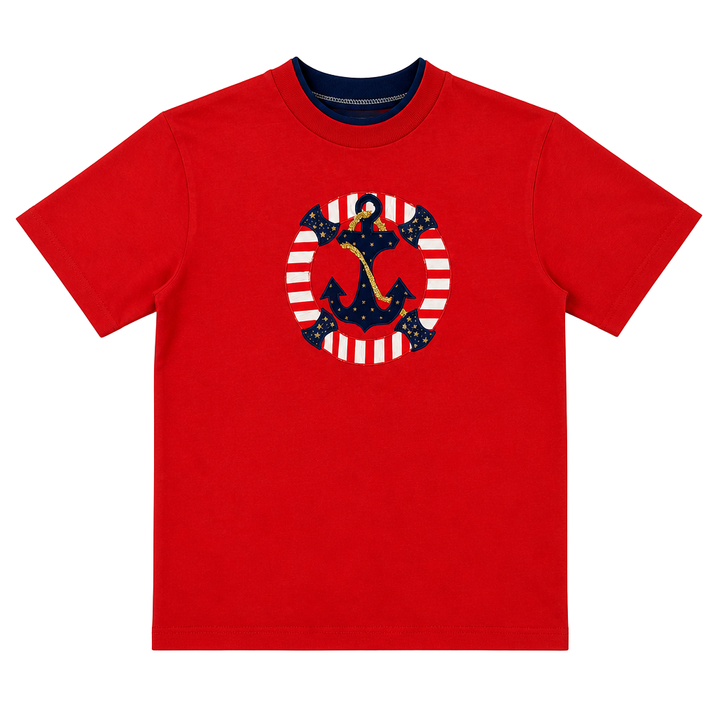 Jerzees Anchor Graphic T-Shirt Size M Red American Pride 1