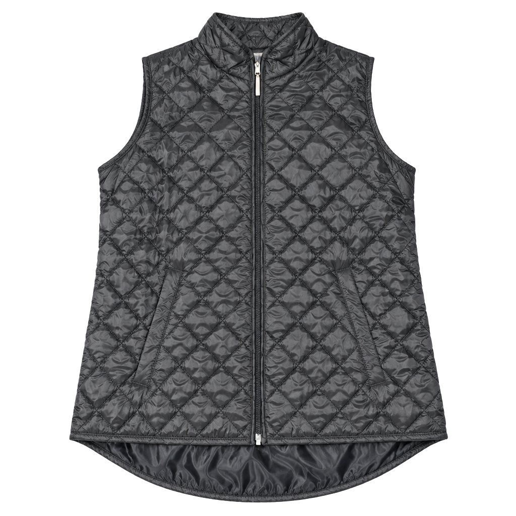 Karen Scott Quilted Vest Size PS Black Full Zip 1