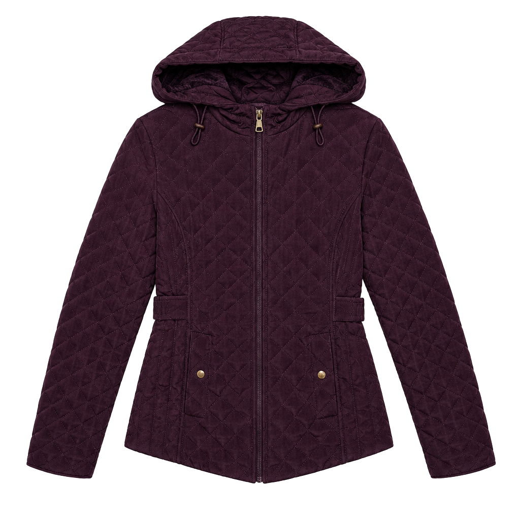 Vintage Y2K Esprit Quilted Hooded Jacket Women’s Plum-S 1