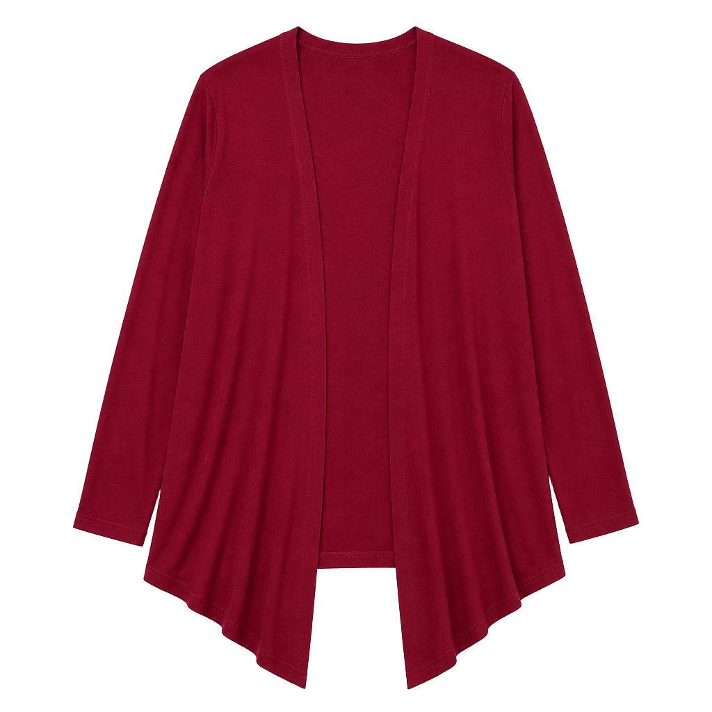 M, L, XL Azules Open Front Lightweight Long Sleeve Cardigan in Burgundy 1