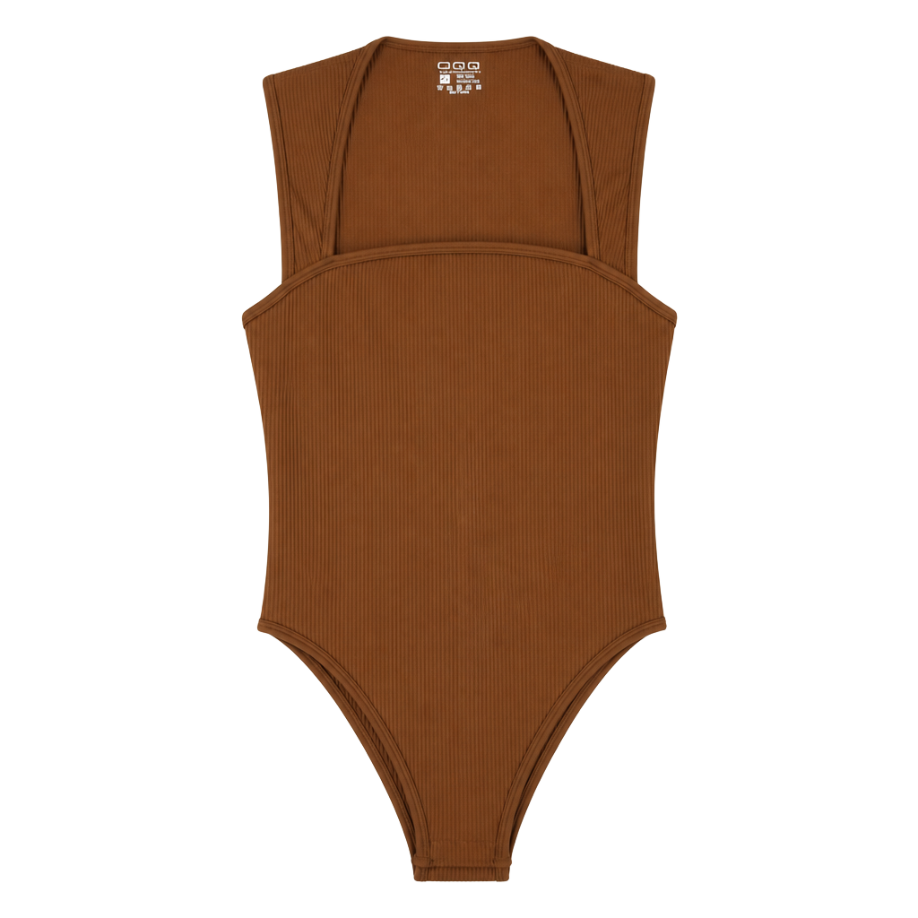 QQQ Ribbed Square Neck Sleeveless Bodysuit 1