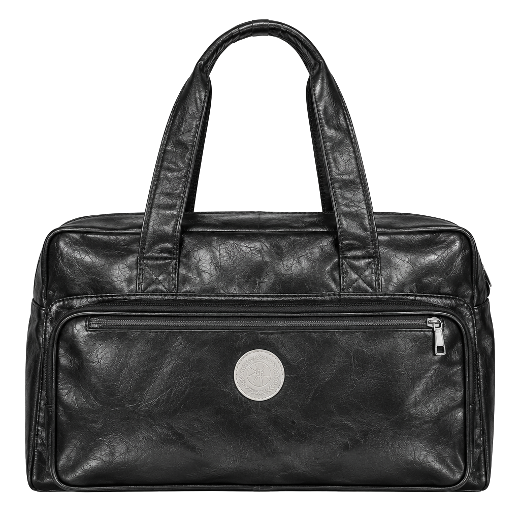 Vintage. rare Mazda Miata Special Edition Black Leather Weekender Duffle Bag 1