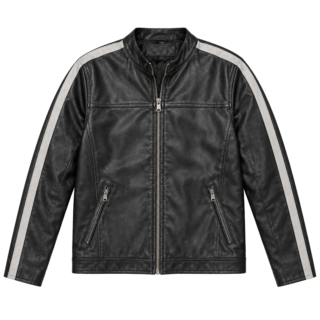 Vintage Arizona Jean Co. Moto Jacket Men's XL | Dark Brown Cafe Racer with Sleeve Stripes Y2K 1