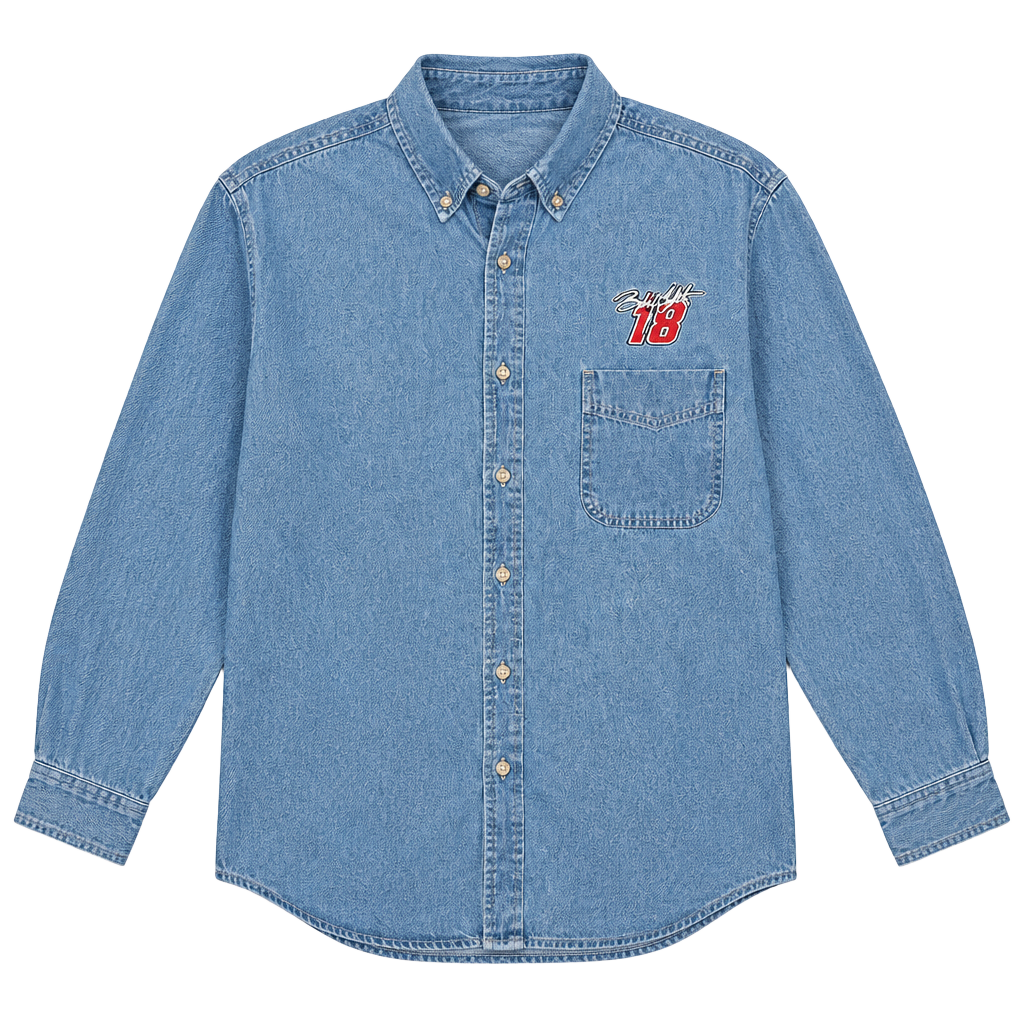 Vintage 90s Nascar Bobby Labonte #18 Denim Shirt Men's XL 1