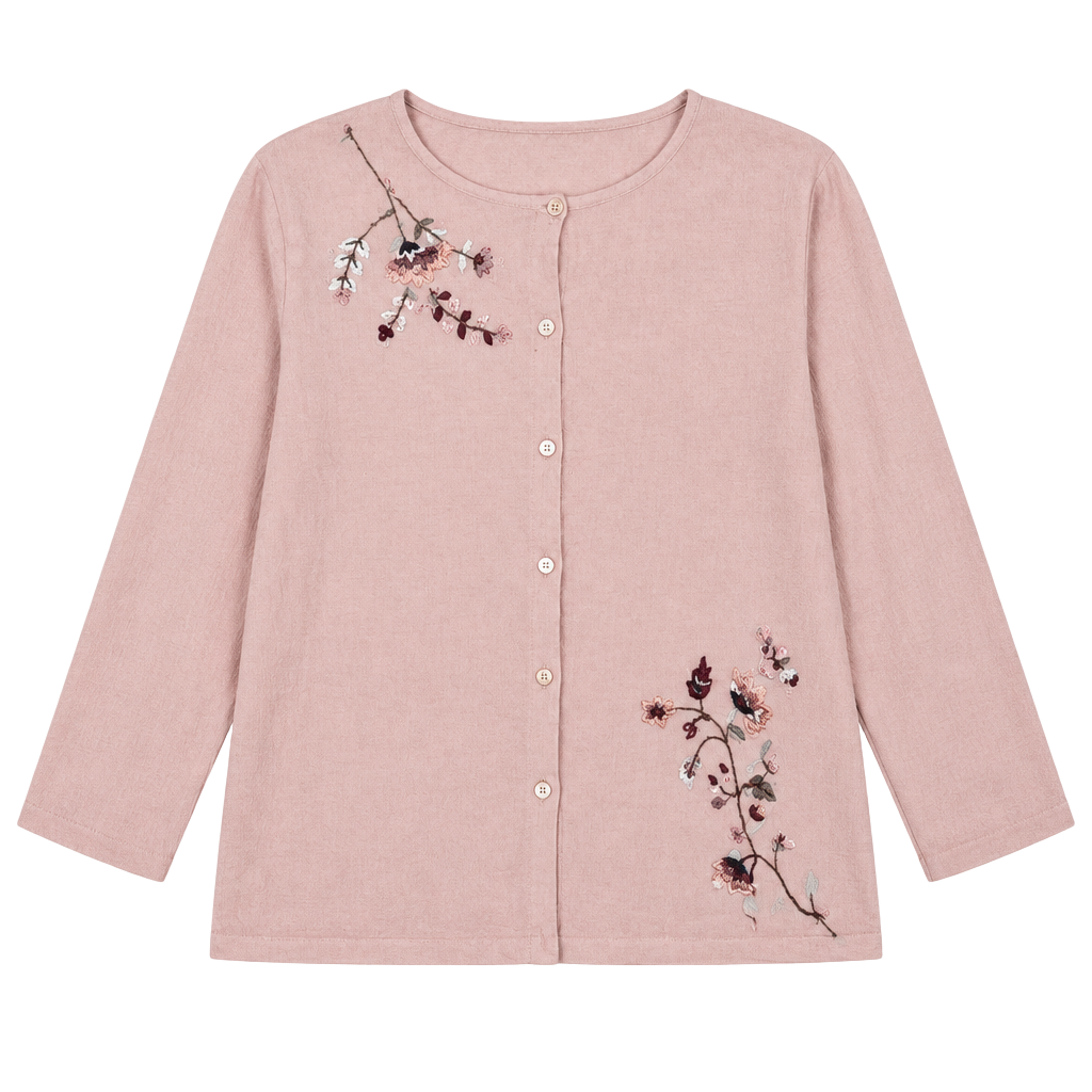 Vintage Willow Ridge Dusty Pink Floral Embroidered Cardigan Sweater 1