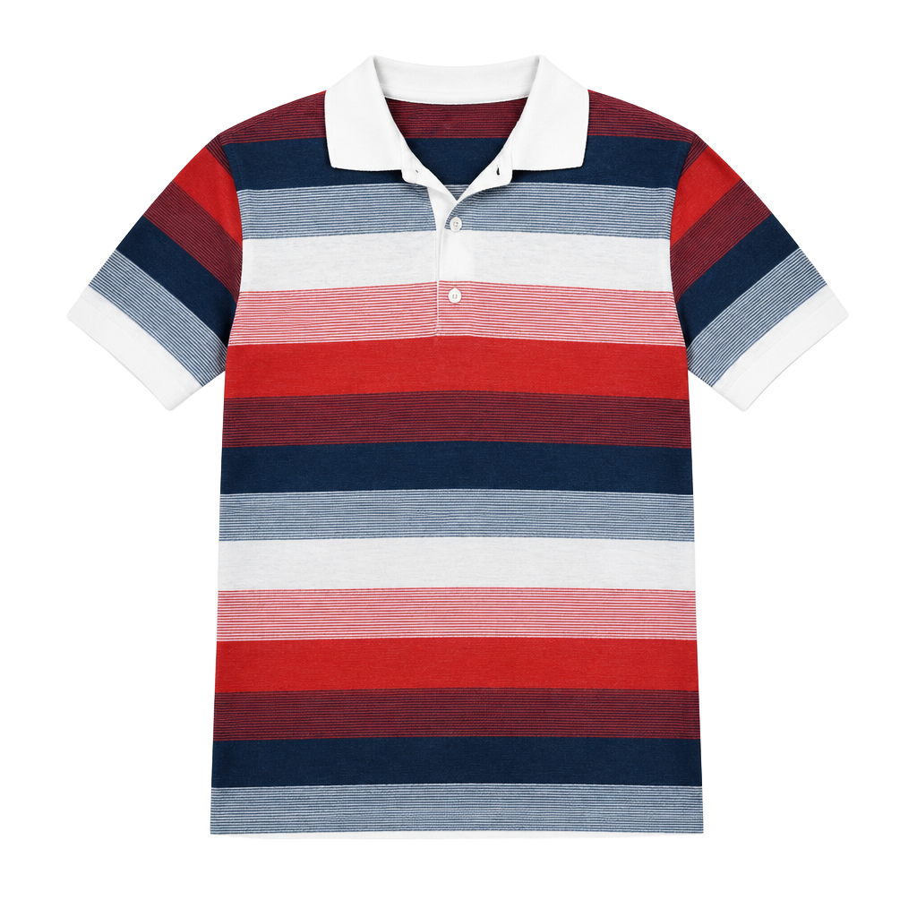 Vintage 80s Jantzen Classics Striped Polo Shirt Large Red White Navy Blue 1