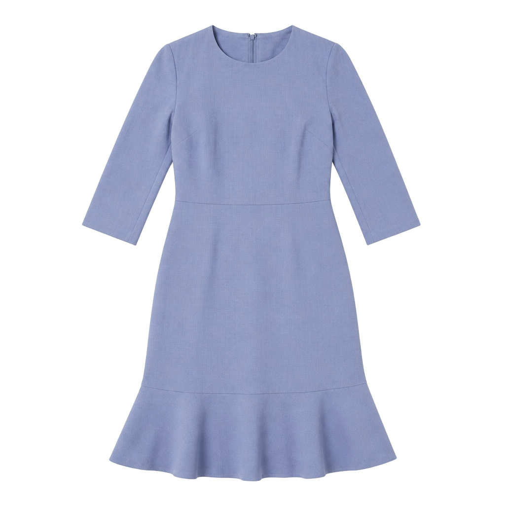 Banana Republic Dress Size 2 Blue 3/4 Sleeve Ruffle Hem 1