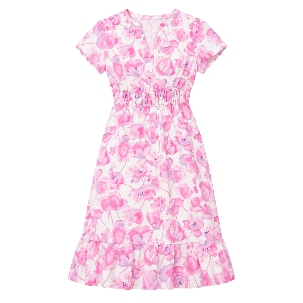 Talbots Flounce Hem Spring Poppies Dress 1