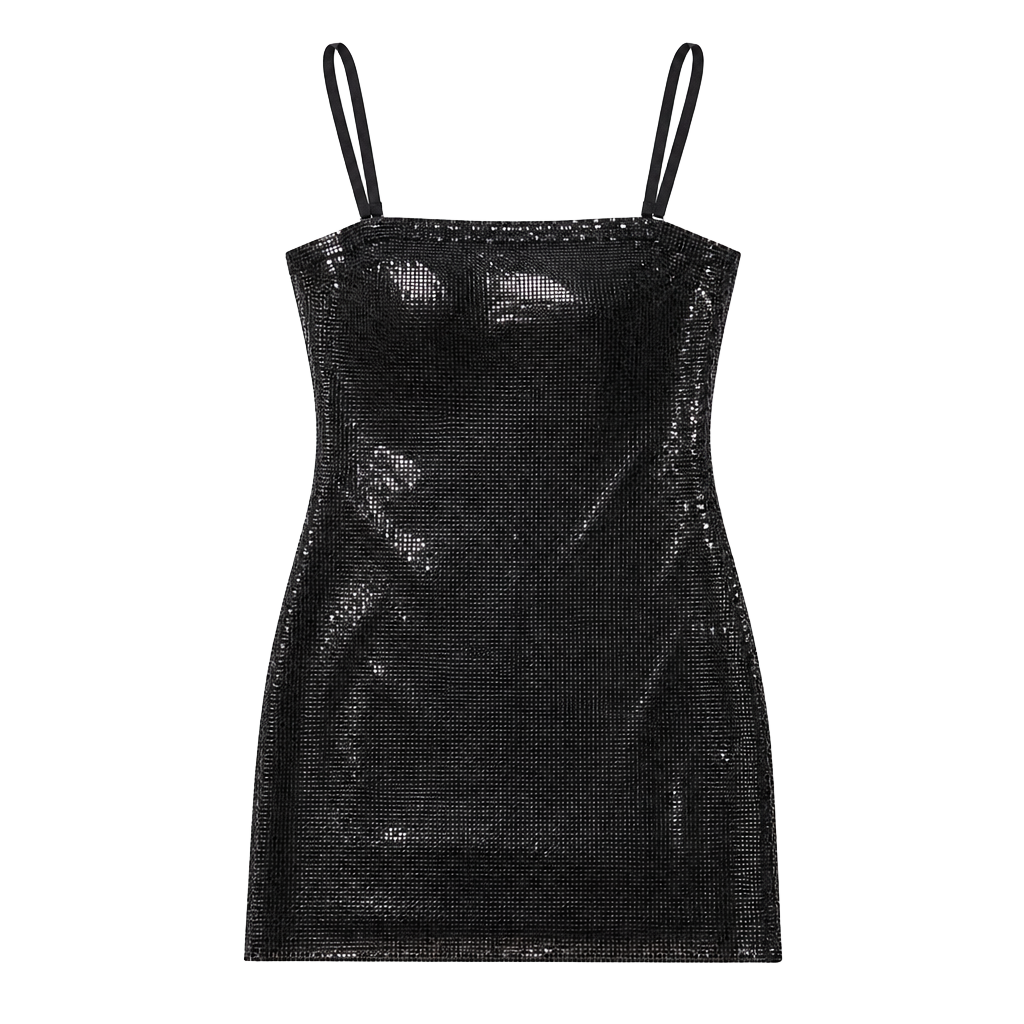 Selena Bandeau Chainmail Mini Dress Black 1