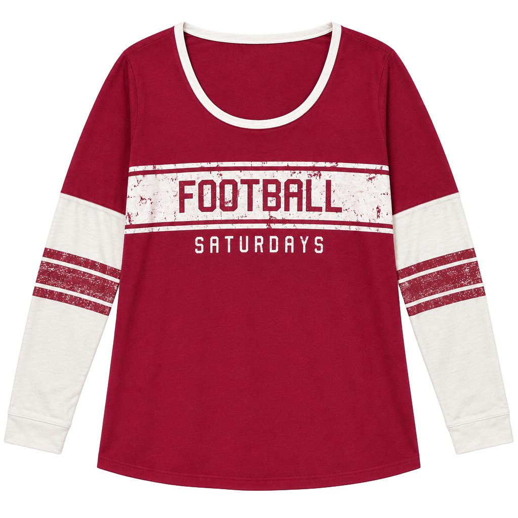 Crown & Ivy Football Saturdays Sweatshirt Size XXL Red White Long Sleeve Top 1
