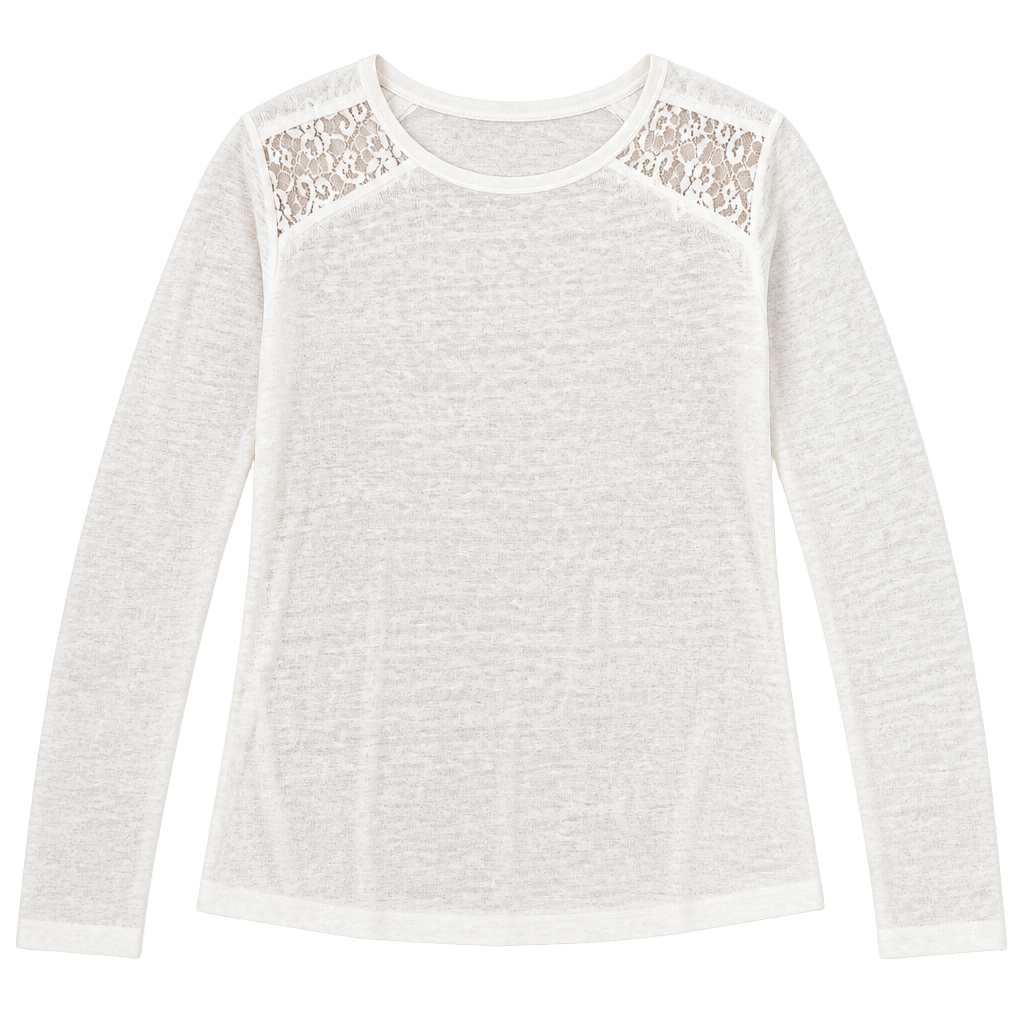 Forever 21 Sheer White Lace Long Sleeve Top Size M 1