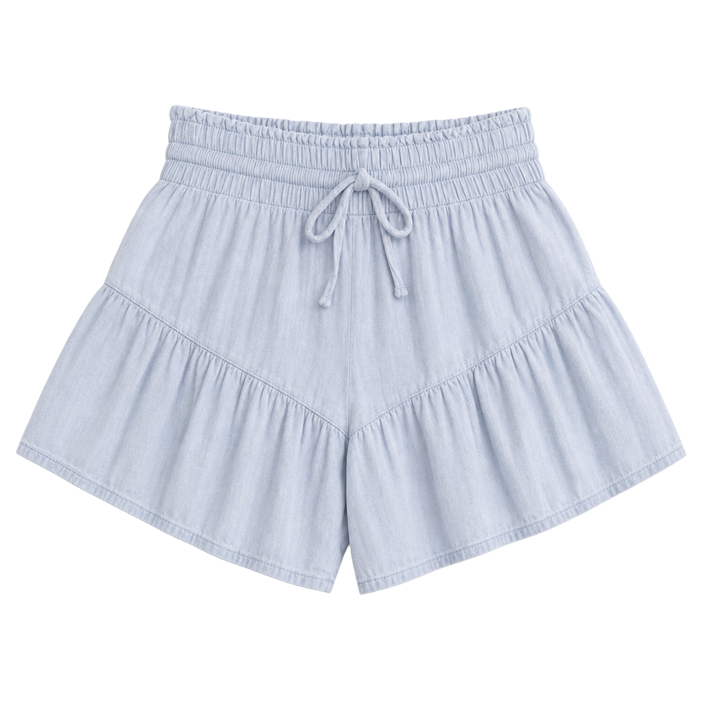 Aeropostale Light Blue Cotton Ruffle Drawstring Shorts 1