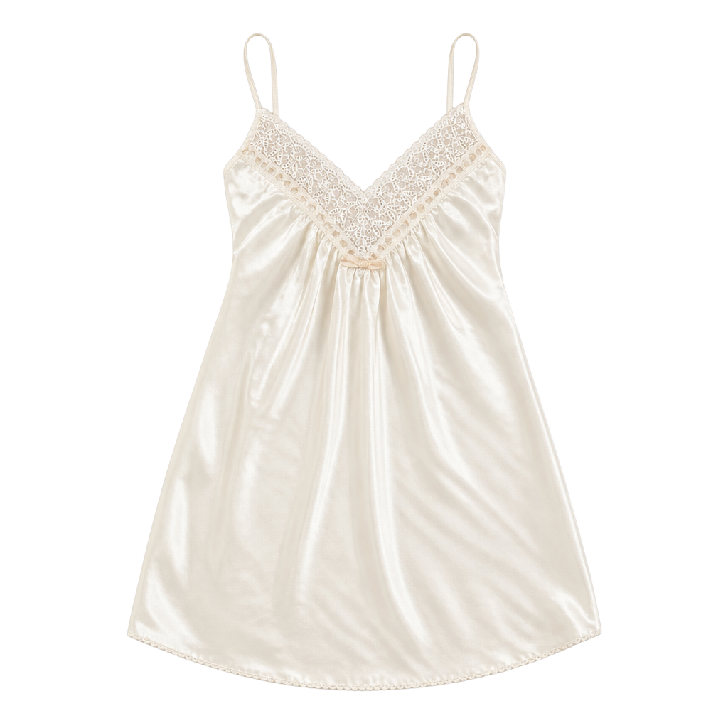 Vintage Val Mode White Lace Satin Babydoll Slip Dress - Coquette Fairycore 1