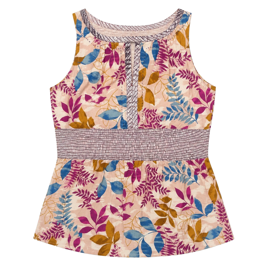 XXI Y2k Boho Floral Print Keyhole Tank Top 1
