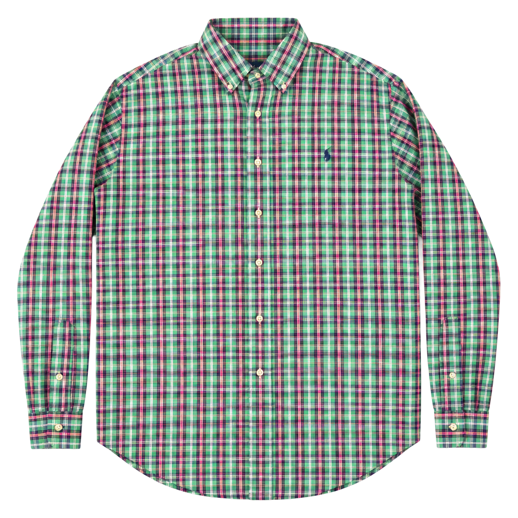 Ralph Lauren Classic Fit Plaid Shirt Size M Green Long Sleeve Button Down 1