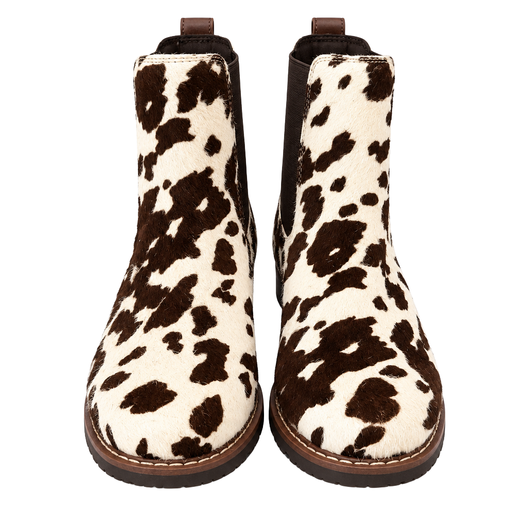 Ariat Wexford Chelsea Boots Size 7.5 Cow Print Hair On Leather 1