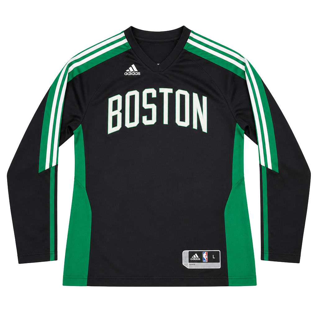 Adidas Boston Celtics Long Sleeve Shooting Jersey Size L Black Green 1