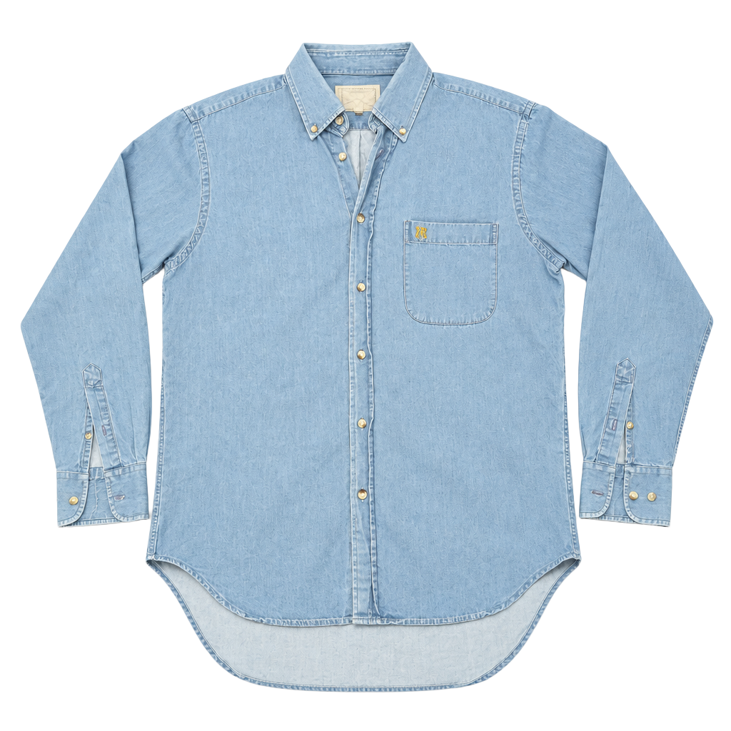Peter Christian Denim Shirt Size L Blue Long Sleeve Button Front 1