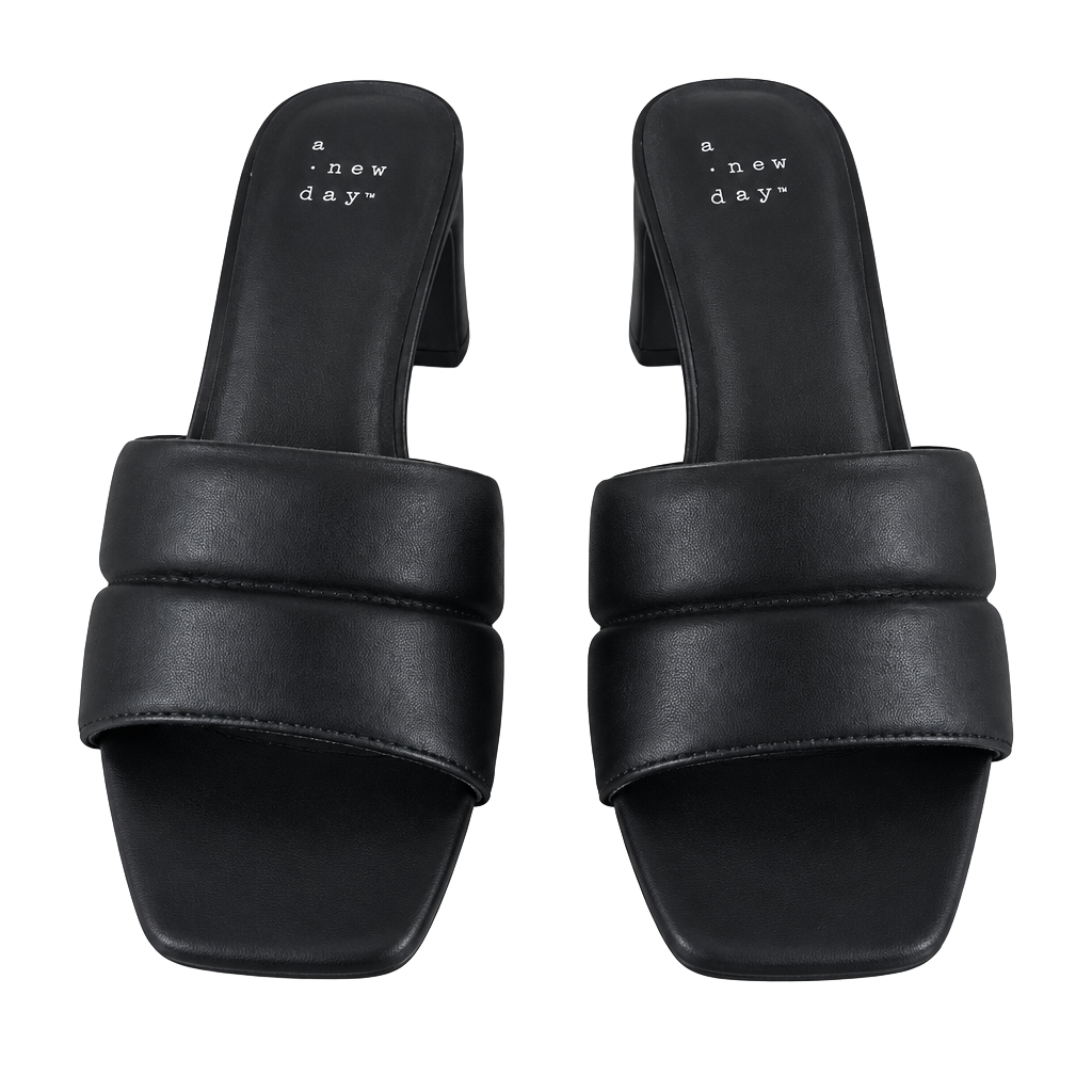 A New Day Lilah Padded Slide Sandals Heels Size 6.5 Black 1
