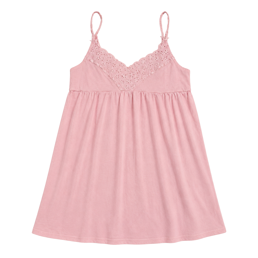 VINTAGE Victoria's Secret Camisole Babydoll Size S Pink Cotton Lace 1