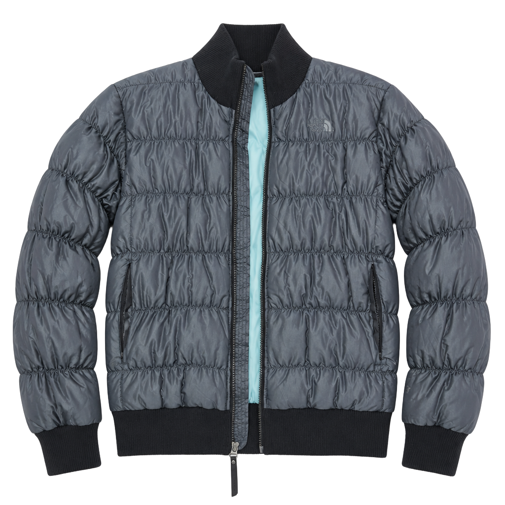 The North Face 600 Down Puffer Jacket L Gray Bomber Full Zip 1