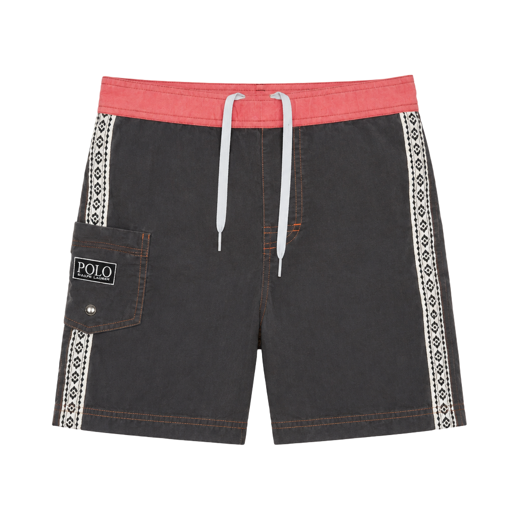 Polo Sport Swim Trunks Size 7 Brown Side Stripe 1