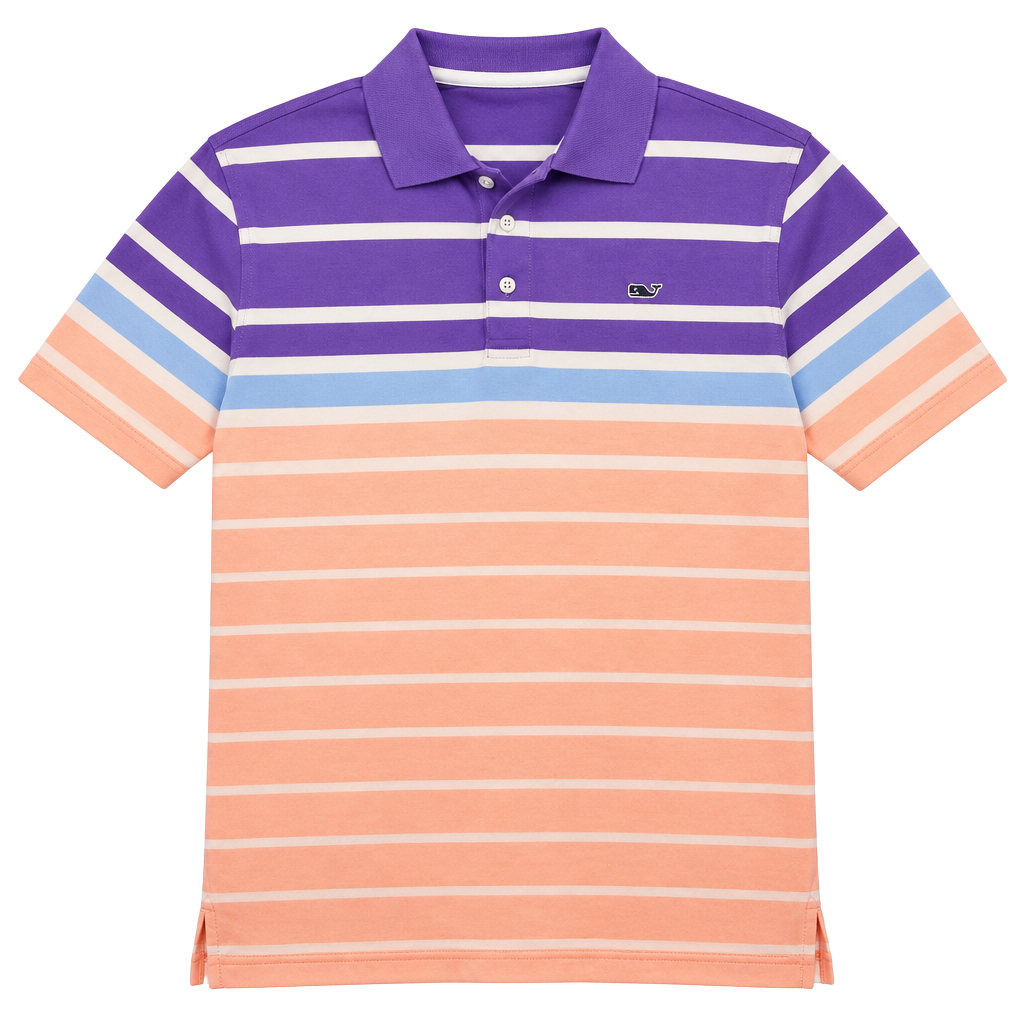 Vineyard Vines Striped Polo Shirt Size M Purple Pink Blue Golf 1