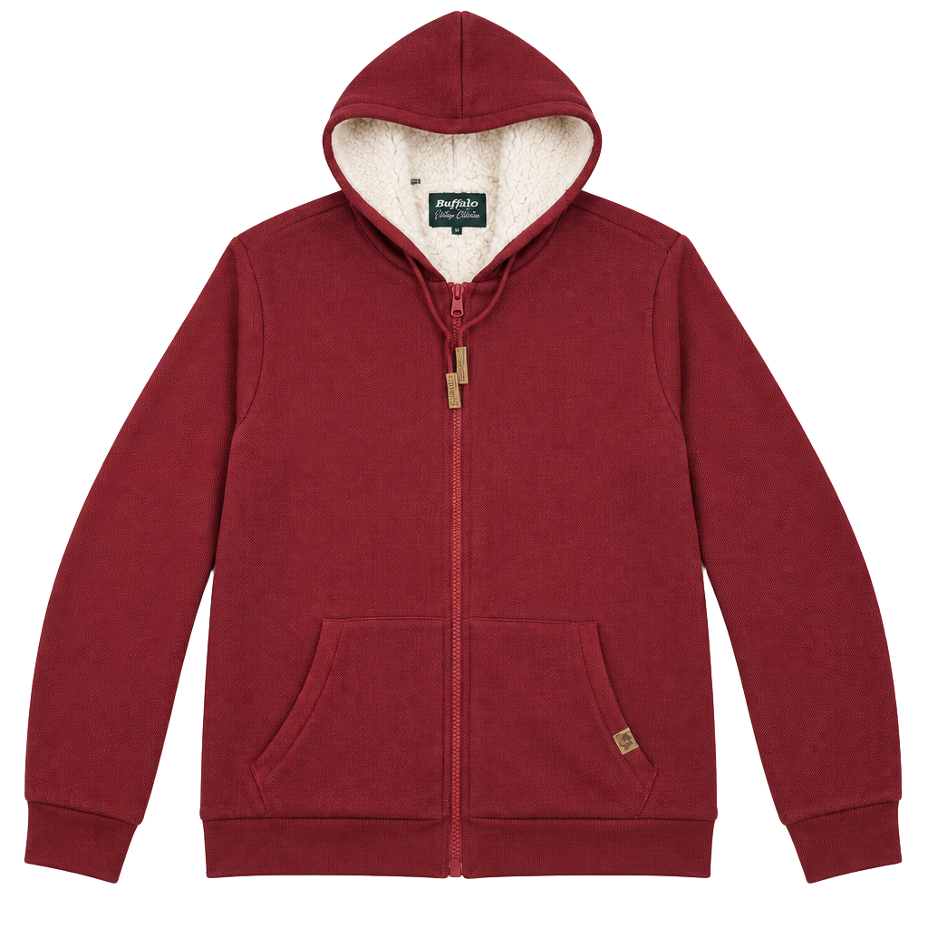 Buffalo David Bitton Full Zip Sherpa Lined Hoodie XL Red Vintage Collection 1