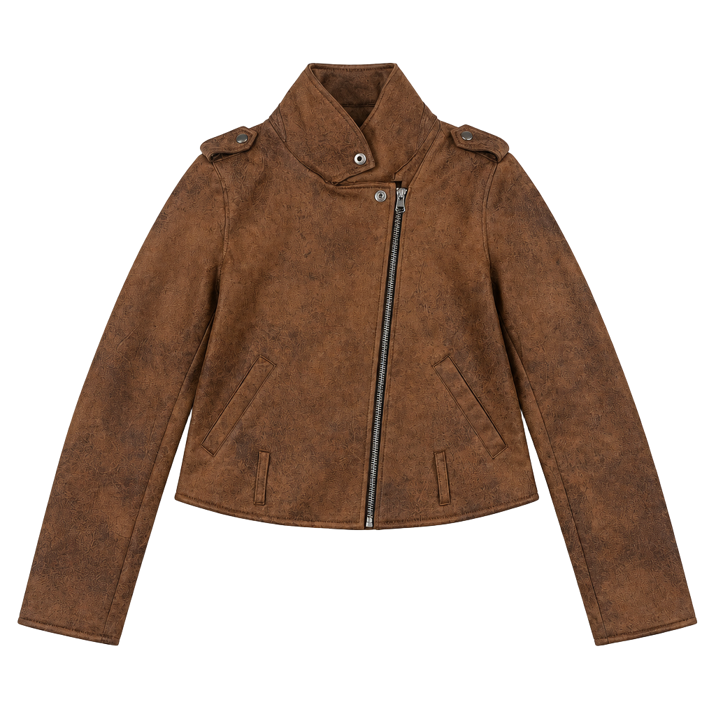 Venus Motorcycle Jacket Size M Brown Faux Leather Moto Biker 1