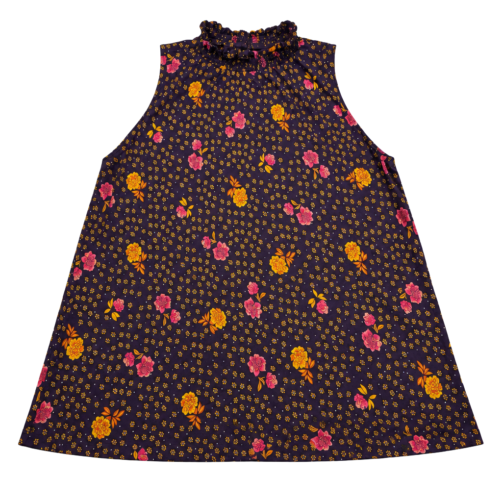 LOFT Floral Mock Neck Tank Top Size L Purple Yellow 1