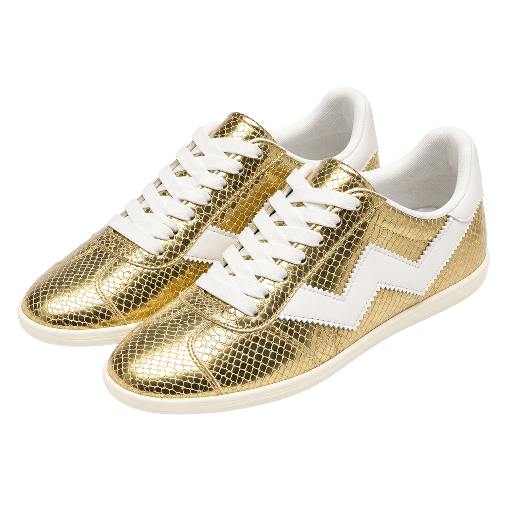 Stuart Weitzman Daryl Metallic Snake-Print Sneakers 1