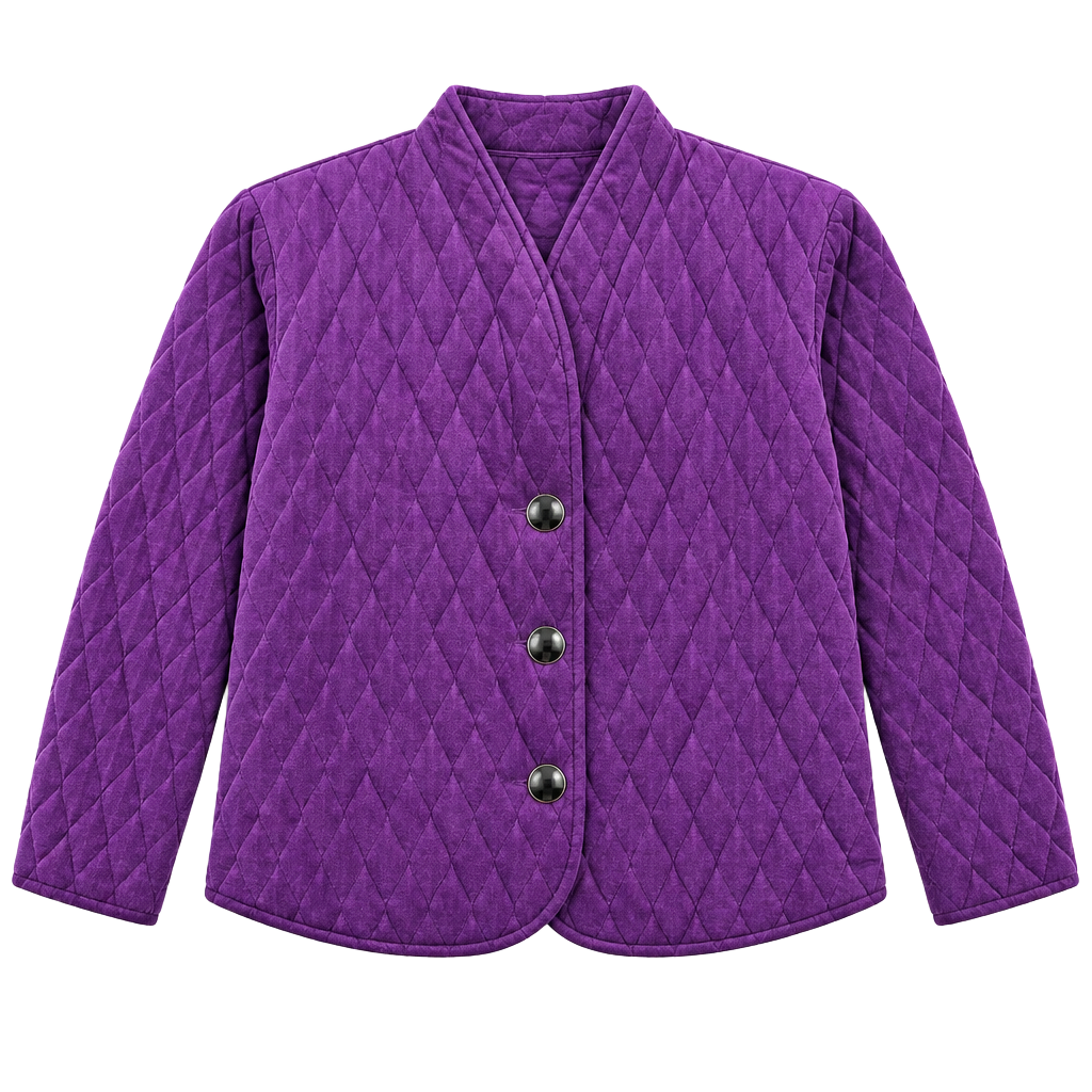 Vintage 80s MA Studio Purple Quilted Velour Jacket Women’s Medium USA Made 1