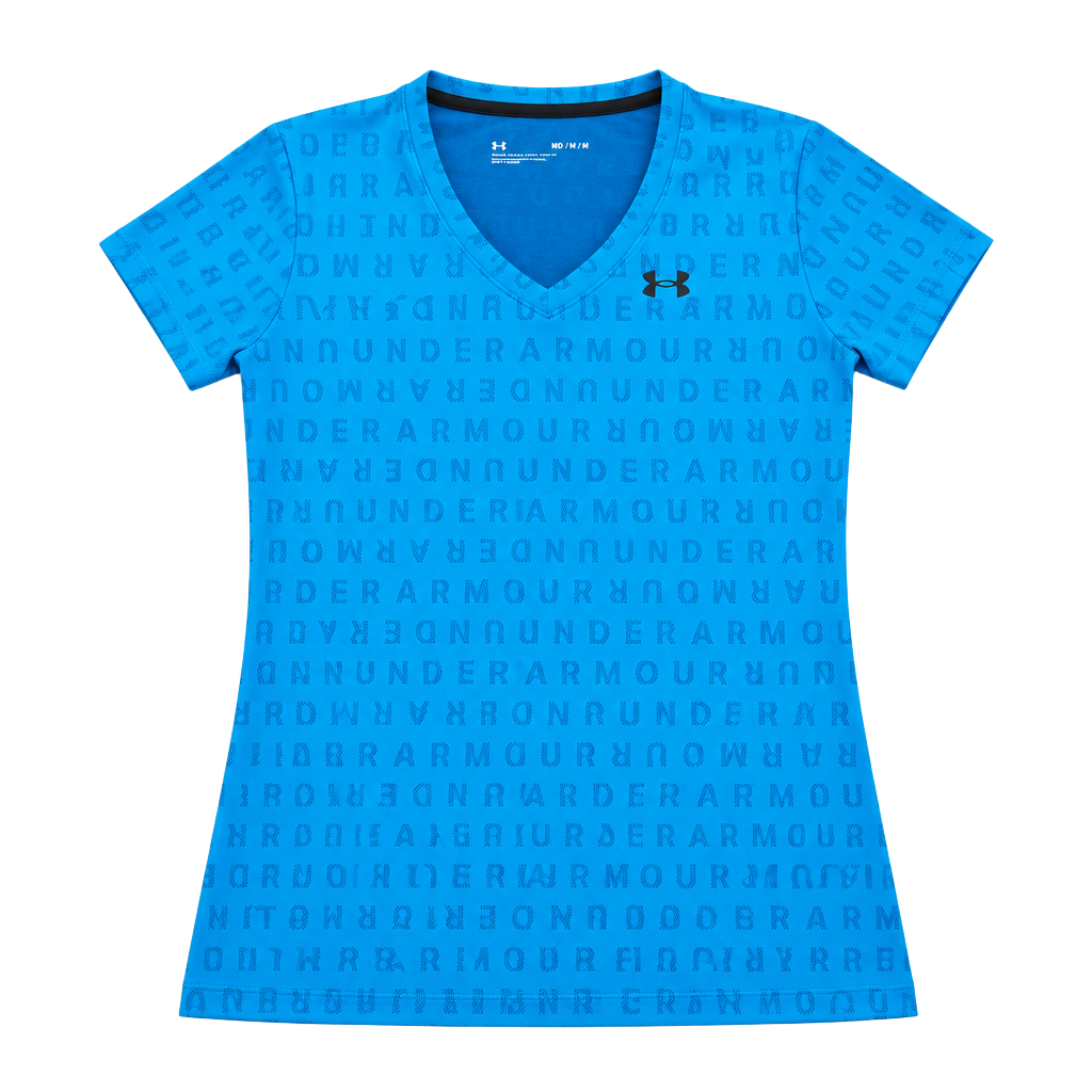 Under Armour Women’s Medium Blue Logo Print V-Neck Athletic Shirt 1