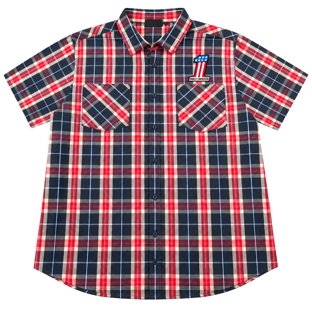 Harley-Davidson Short Sleeve Plaid Button-Up Shirt Size 4XL 1