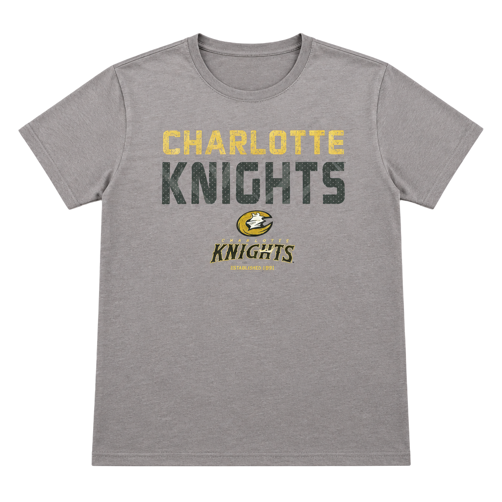 Charlotte Knights Minor League Baseball Gray Gold Graphic T-Shirt Unisex 1